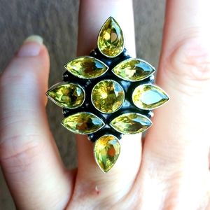 New Citrine 925 Silver Statement Ring.